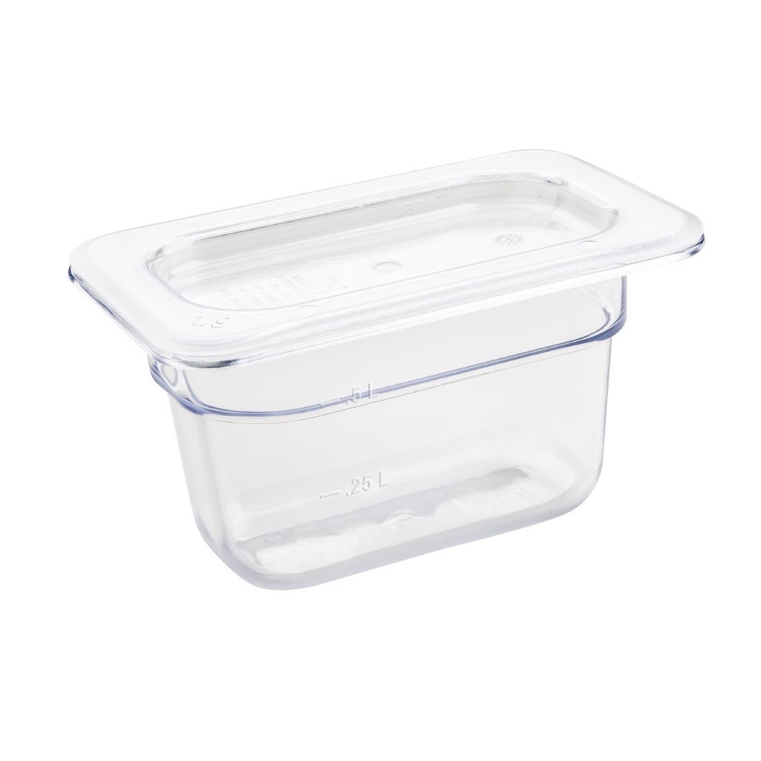 Vogue Polycarbonate 1/9 Gastronorm Container 100mm Clear - U243  - 2