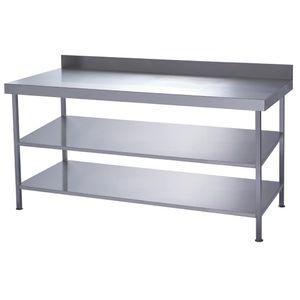 Parry Fully Welded Stainless Steel Wall Table 2 Undershelves 600x600mm - DC604  - 1