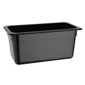 Vogue Polycarbonate 1/3 Gastronorm Container 150mm Black - U464  - 1