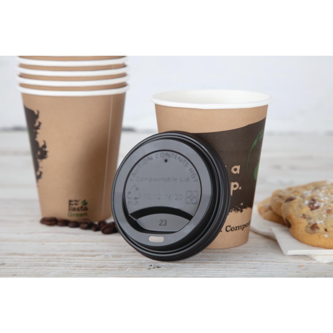 Fiesta Compostable Coffee Cup Lids 340ml / 12oz (Pack of 50) - DS055  - 6