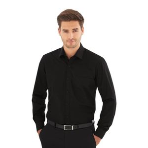 Brook Taverner Mens Long Sleeve Black Rapino Shirt - Collar 17" - BB710-17  - 1