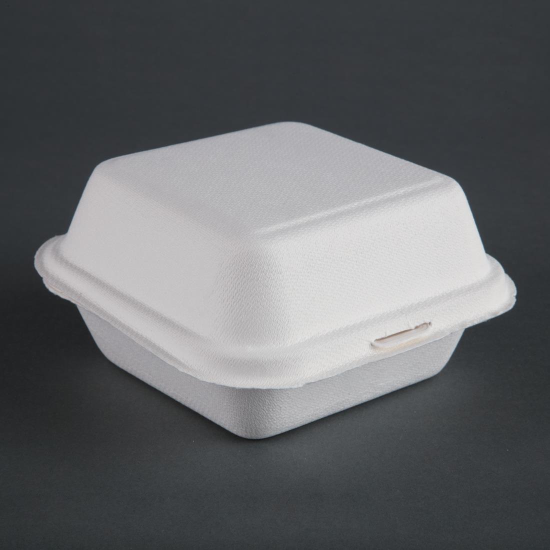 Fiesta Compostable Bagasse Burger Boxes with Bottom Ridges 153mm (Pack of 500) - DW247  - 1