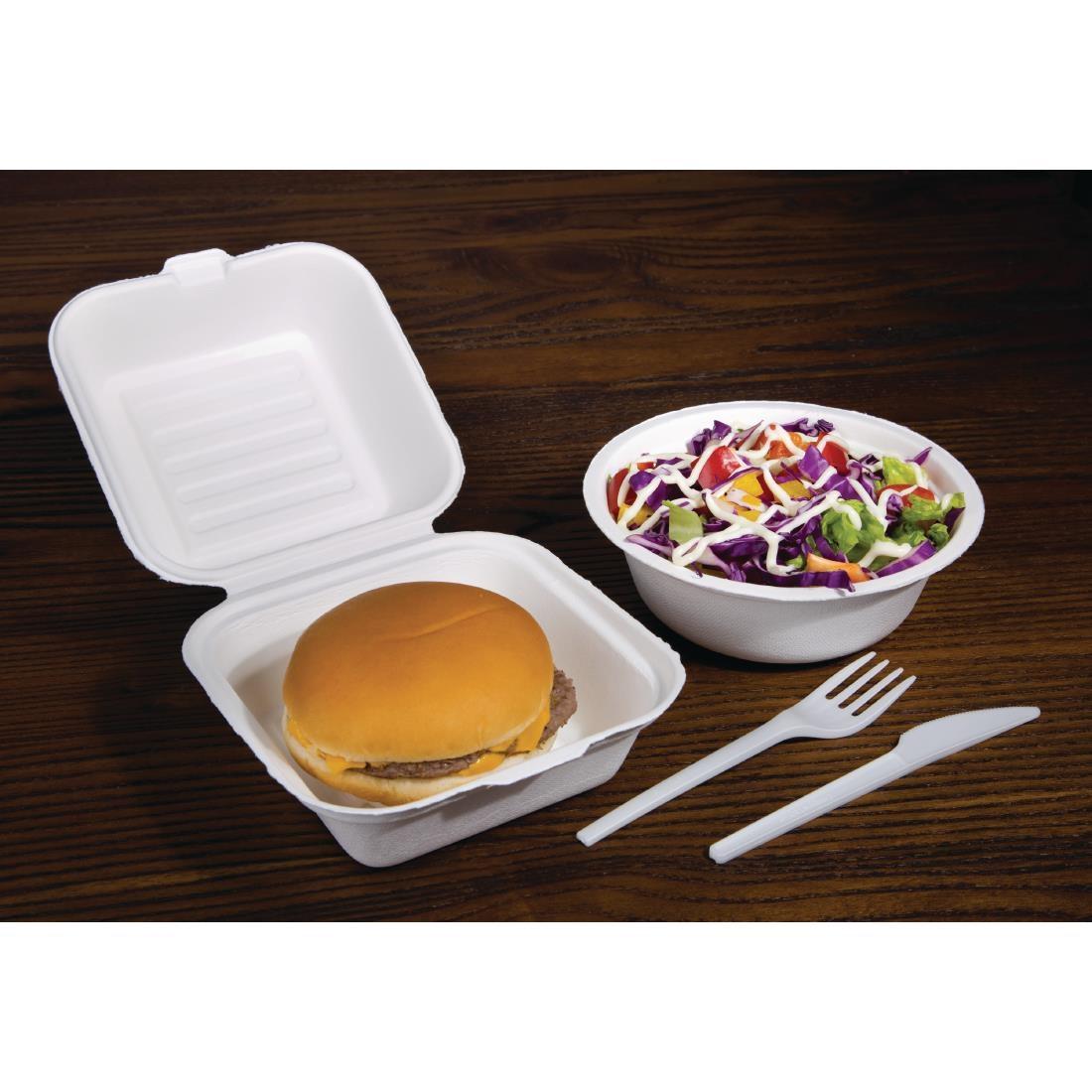 Fiesta Compostable Bagasse Burger Boxes with Bottom Ridges 153mm (Pack of 500) - DW247  - 9