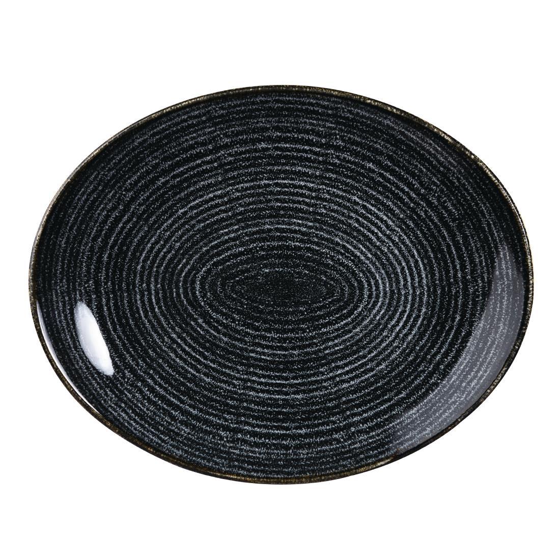 Churchill Studio Prints Homespun Charcoal Black Large Oval Coupe Plate 270 x 299mm - DA267  - 1