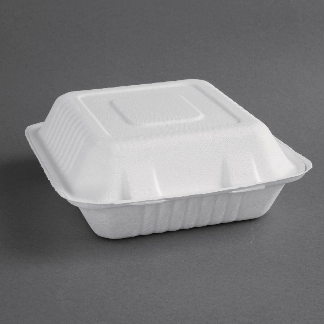 Fiesta Compostable Bagasse Hinged Food Containers 223mm (Pack of 200) - FC525  - 1
