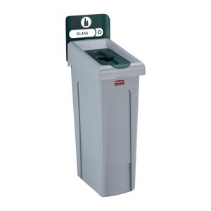 Rubbermaid Slim Jim Glass Recycling Station Green 87Ltr - DY086  - 1