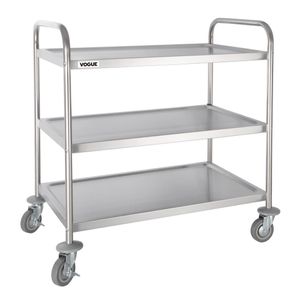 Vogue Stainless Steel 3 Tier Clearing Trolley Large - F995  - 1
