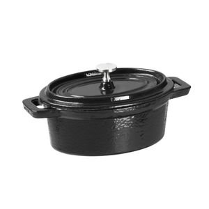 Vogue Cast Iron Oval Mini Pot Black - Y264  - 1