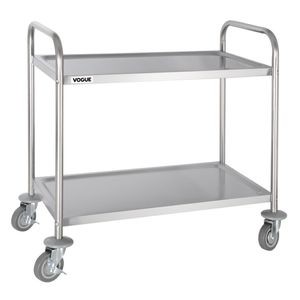 Vogue Stainless Steel 2 Tier Clearing Trolley Medium - F997  - 1