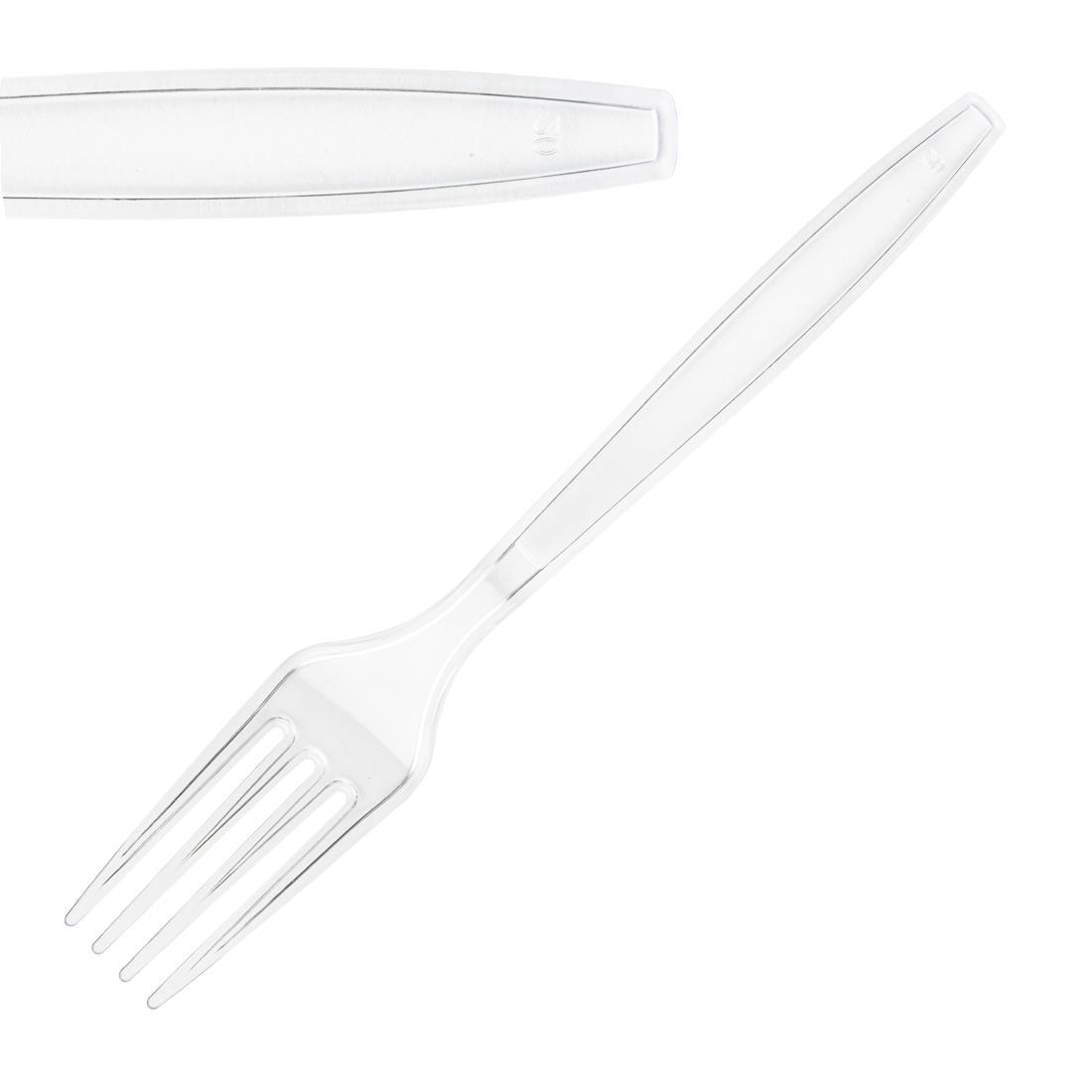 Fiesta Heavy-Duty Disposable Plastic Forks Clear (Pack of 100) - CP888  - 3