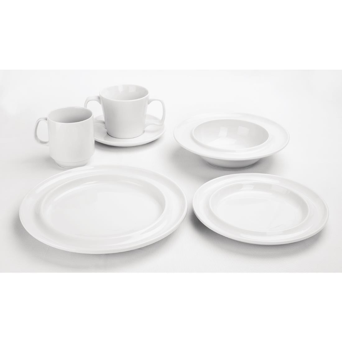 Olympia Heritage Double Well Saucers 163mm White (Pack of 6) - DW157  - 4