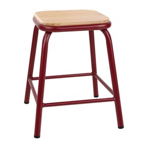 Bolero Cantina Low Stools with Wooden Seat Pad Wine Red (Pack of 4) - FB931  - 1