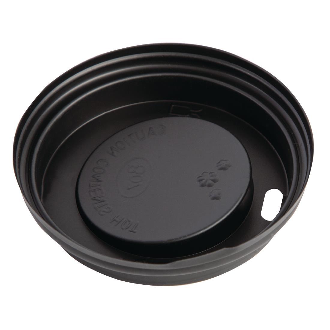 Fiesta Recyclable Coffee Cup Lids Black 225ml / 8oz (Pack of 50) - CW715  - 3