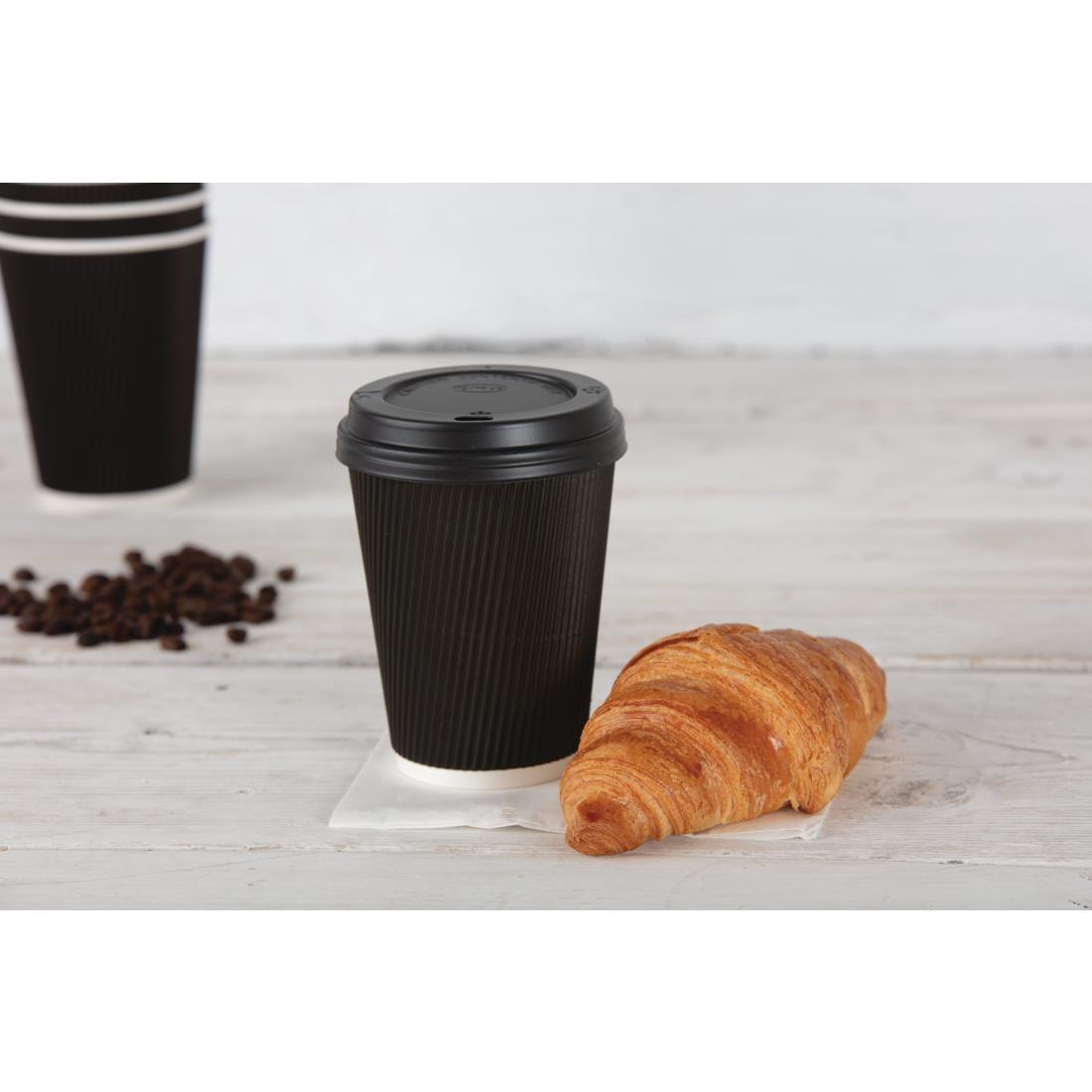 Fiesta Recyclable Coffee Cup Lids Black 340ml / 12oz and 455ml / 16oz (Pack of 50) - CW717  - 4