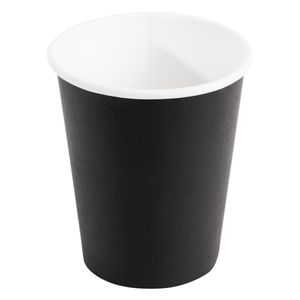 Fiesta Recyclable Coffee Cups Single Wall Black 225ml / 8oz (Pack of 1000) - GF040  - 1