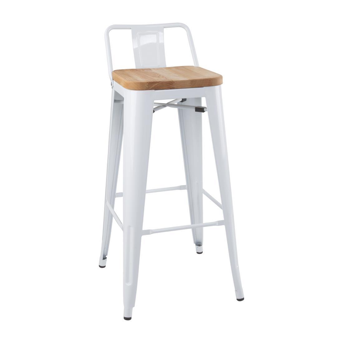 Bolero Bistro Backrest High Stools with Wooden Seat Pad White (Pack of 4) - FB625  - 1