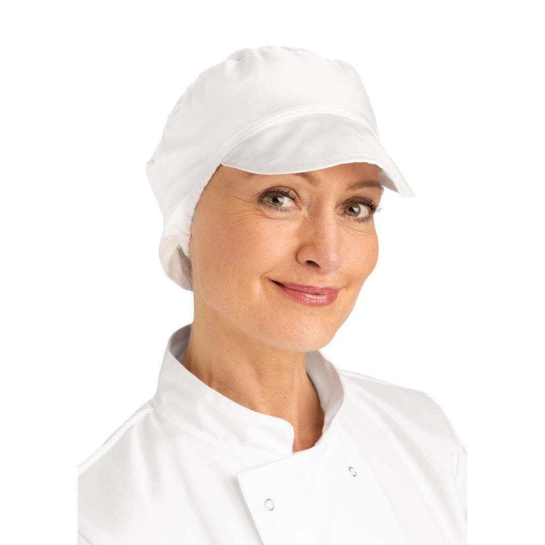 Whites Unisex Bakers Cap with Snood White - A215  - 1