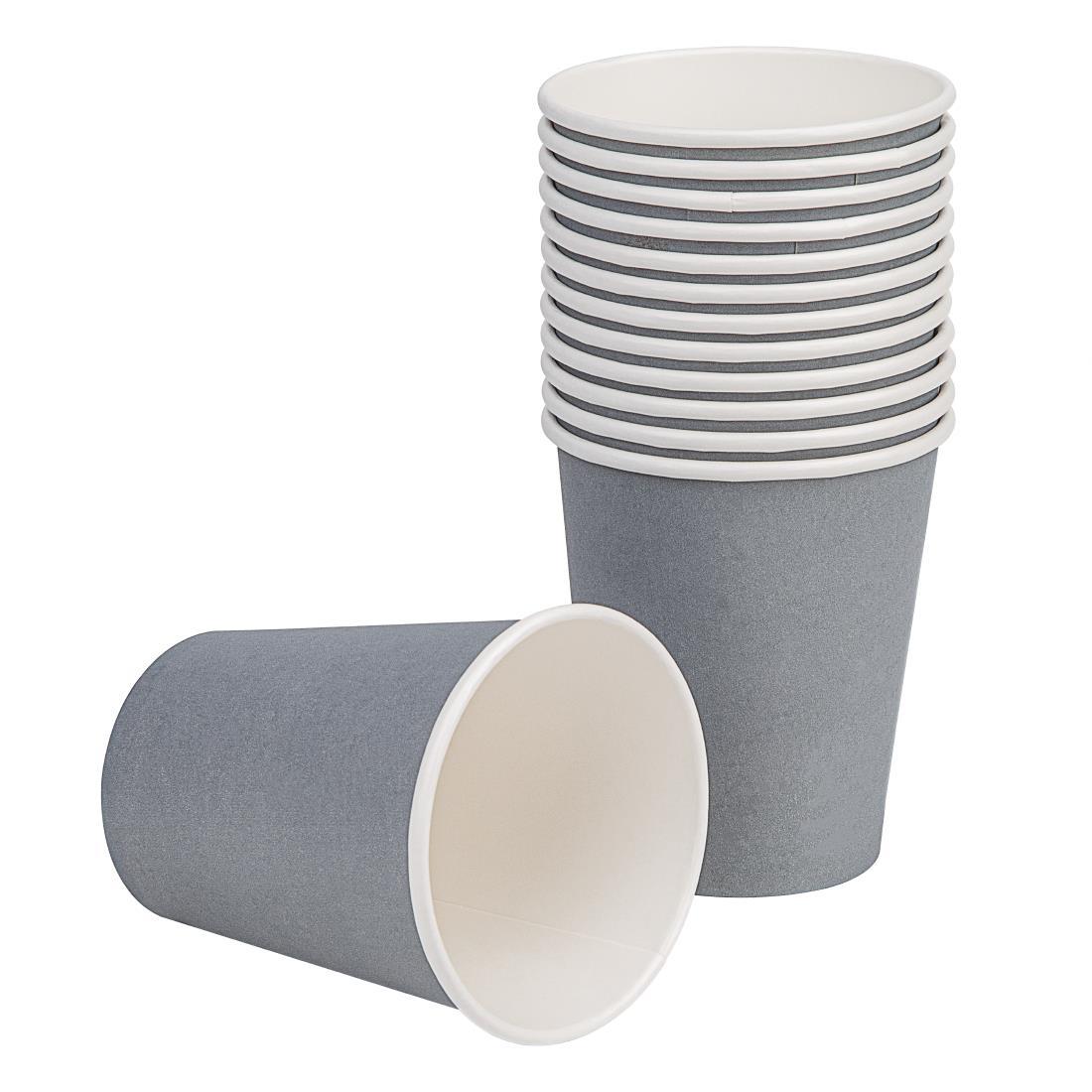 Fiesta Recyclable Coffee Cups Single Wall Charcoal 225ml / 8oz (Pack of 1000) - GP415  - 2