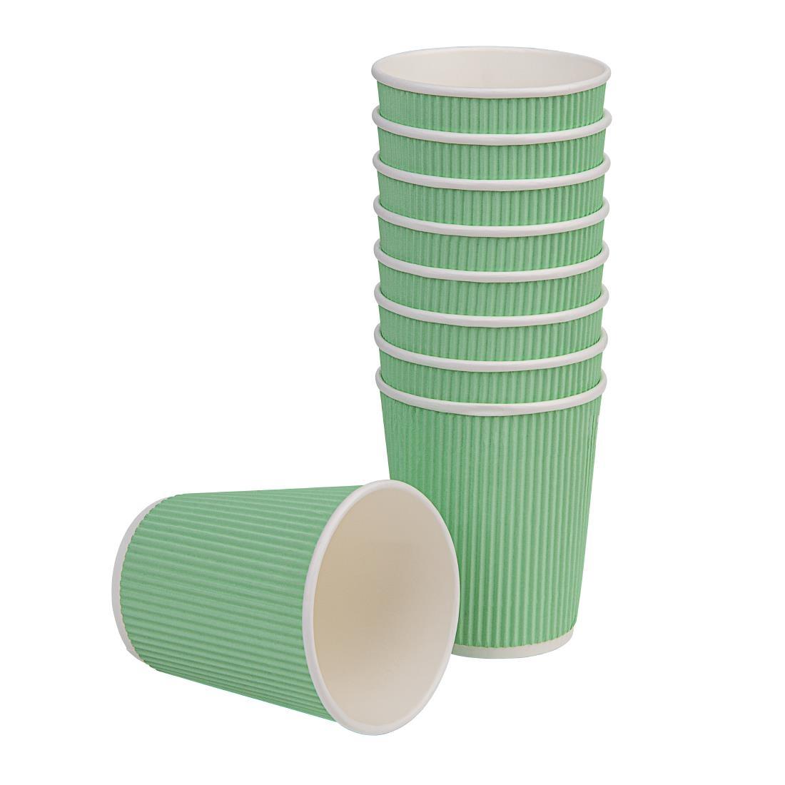Fiesta Recyclable Coffee Cups Ripple Wall Turquoise 225ml / 8oz (Pack of 500) - GP421  - 2