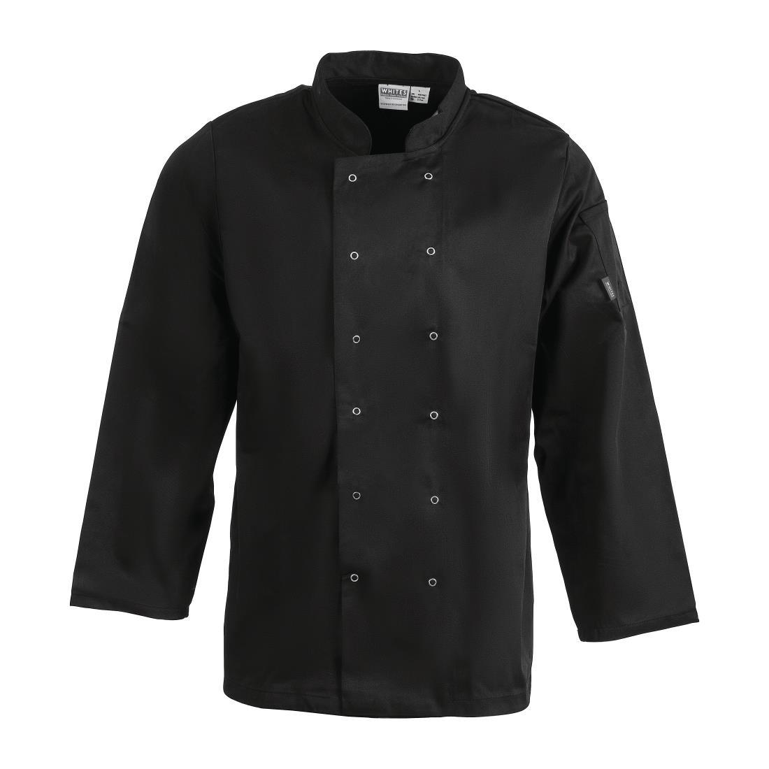 Whites Vegas Unisex Chefs Jacket Long Sleeve Black XL - A438-XL  - 1