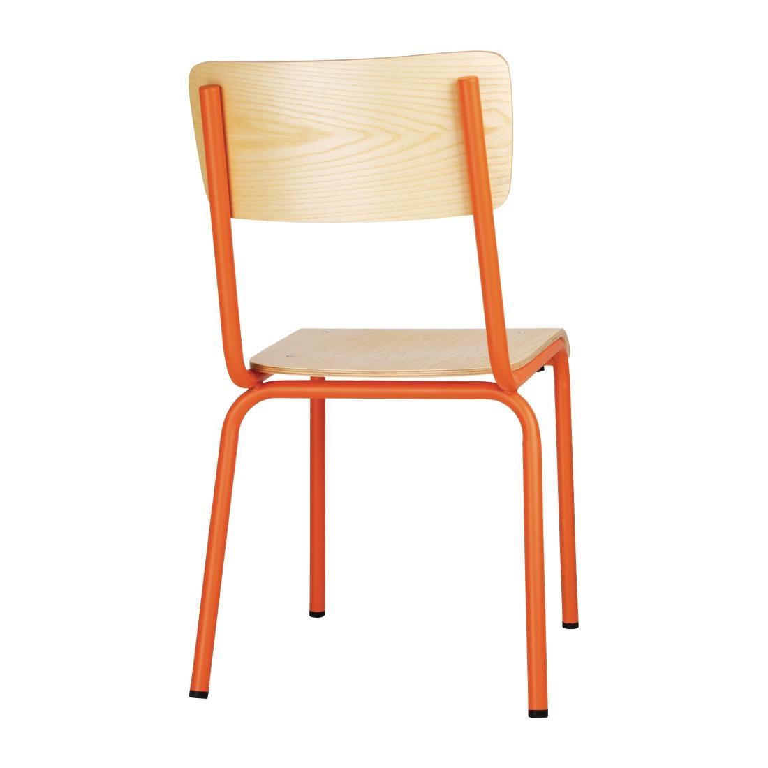 Bolero Cantina Side Chairs with Wooden Seat Pad and Backrest Orange (Pack of 4) - FB947  - 3