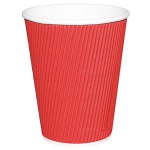 Fiesta Recyclable Coffee Cups Ripple Wall Red 340ml / 12oz (Pack of 25) - GP425  - 1