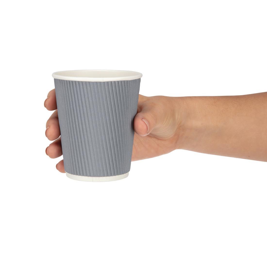 Fiesta Recyclable Coffee Cups Ripple Wall Charcoal 225ml / 8oz (Pack of 500) - GP433  - 3