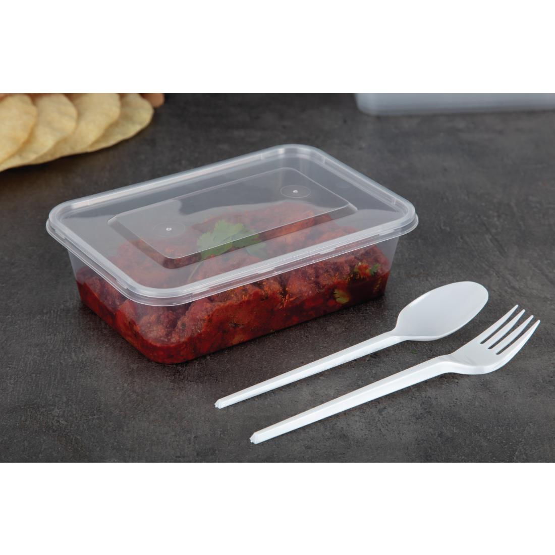 Fiesta Lightweight Disposable Plastic Forks White (Pack of 100) - U641  - 4