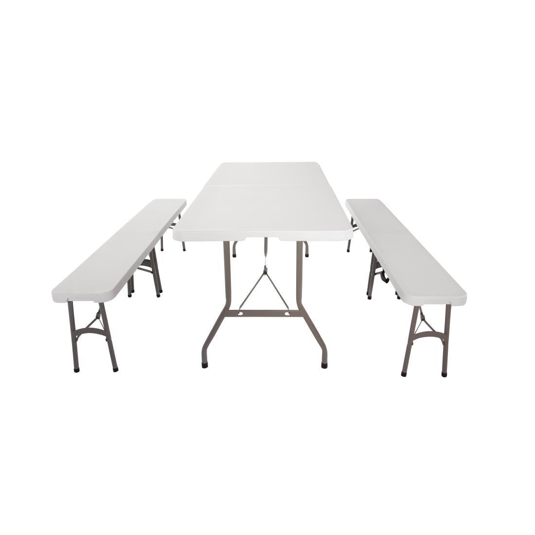 Special Offer Bolero PE Centre Folding Table 6ft with Two Folding Benches - SA425  - 3