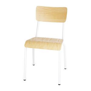 Bolero Cantina Side Chairs with Wooden Seat Pad and Backrest White (Pack of 4) - FB945  - 1