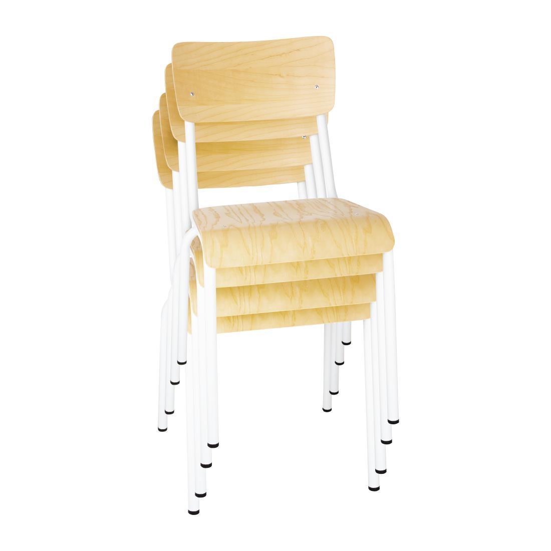 Bolero Cantina Side Chairs with Wooden Seat Pad and Backrest White (Pack of 4) - FB945  - 5
