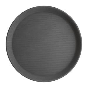 Olympia Kristallon Polypropylene Round Non-Slip Tray Black 406mm - C558  - 1