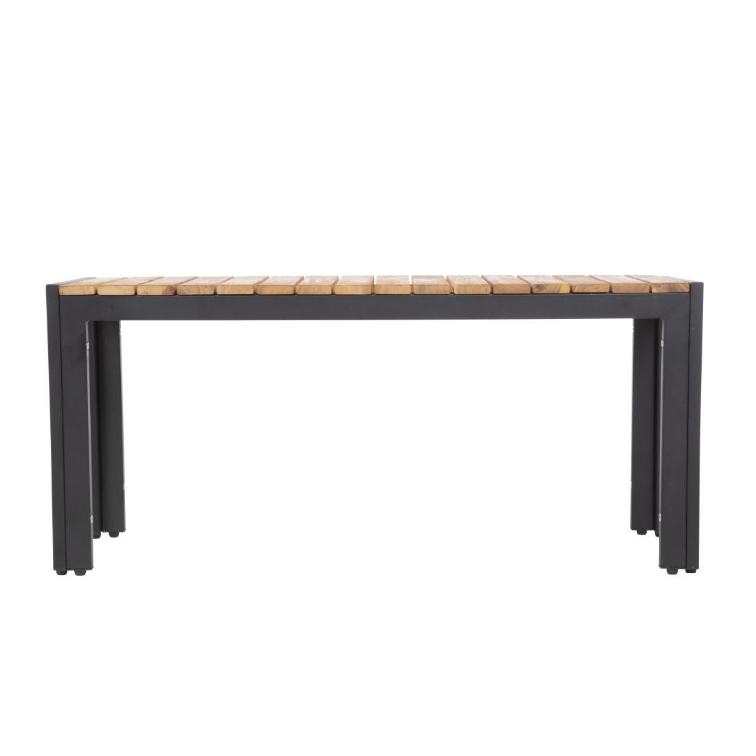 Bolero Rectangular Steel and Acacia Benches 1000mm (Pack of 2) - DS154  - 2