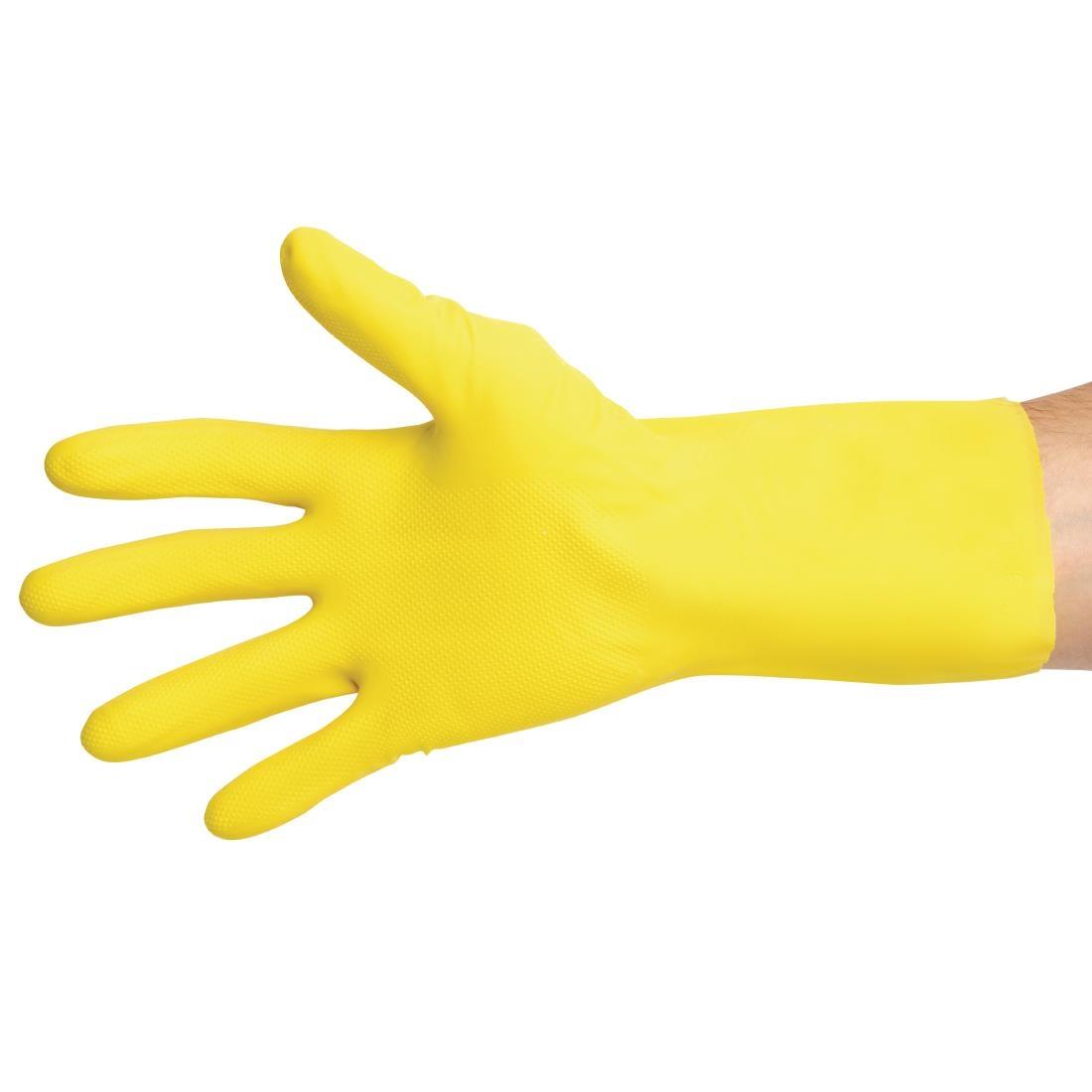MAPA Vital 124 Liquid-Proof Light-Duty Janitorial Gloves Yellow Large - FA292-L  - 4