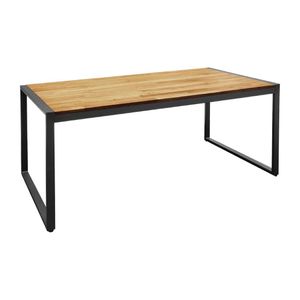 Bolero Acacia Wood and Steel Rectangular Industrial Table 1800mm - DS157  - 1