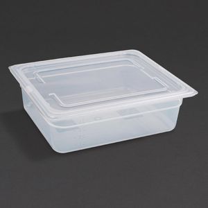 Vogue Polypropylene 1/2 Gastronorm Container with Lid 100mm (Pack of 4) - GJ515  - 1