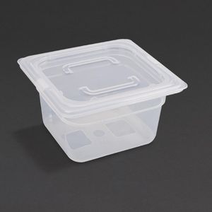 Vogue Polypropylene 1/6 Gastronorm Container with Lid 100mm (Pack of 4) - GJ526  - 1