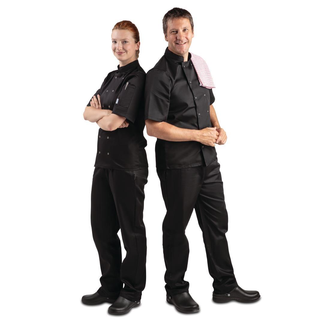 Whites Vegas Unisex Chefs Jacket Short Sleeve Black 5XL - A439-5XL  - 8