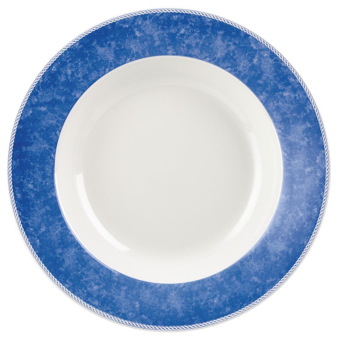 Churchill New Horizons Marble Border Pasta Plates Blue 300mm (Pack of 12) - M782  - 1