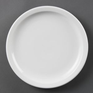 Olympia Whiteware Narrow Rimmed Plates 230mm (Pack of 12) - CB489  - 1