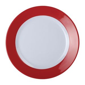 Olympia Kristallon Gala Colour Rim Melamine Plate Red 230mm (Pack of 6) - DE601  - 1