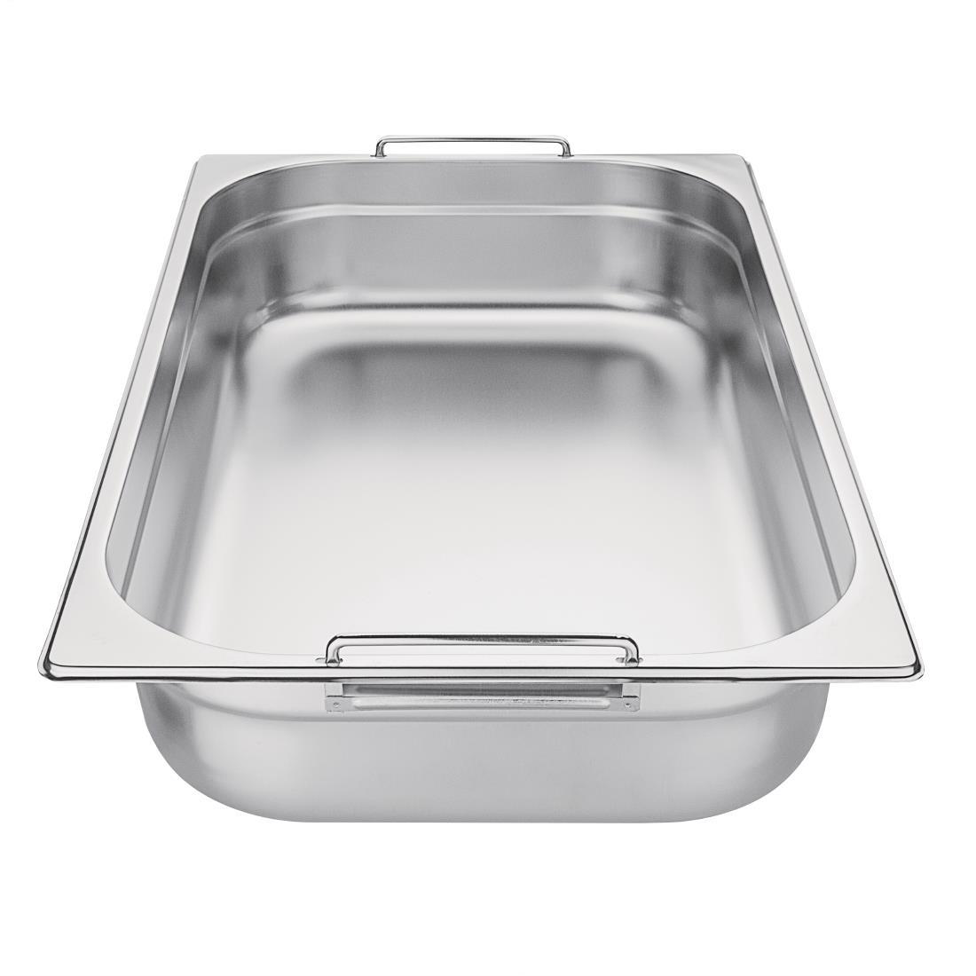 Vogue Stainless Steel 1/1 Gastronorm Pan With Handles 100mm - CB179  - 2