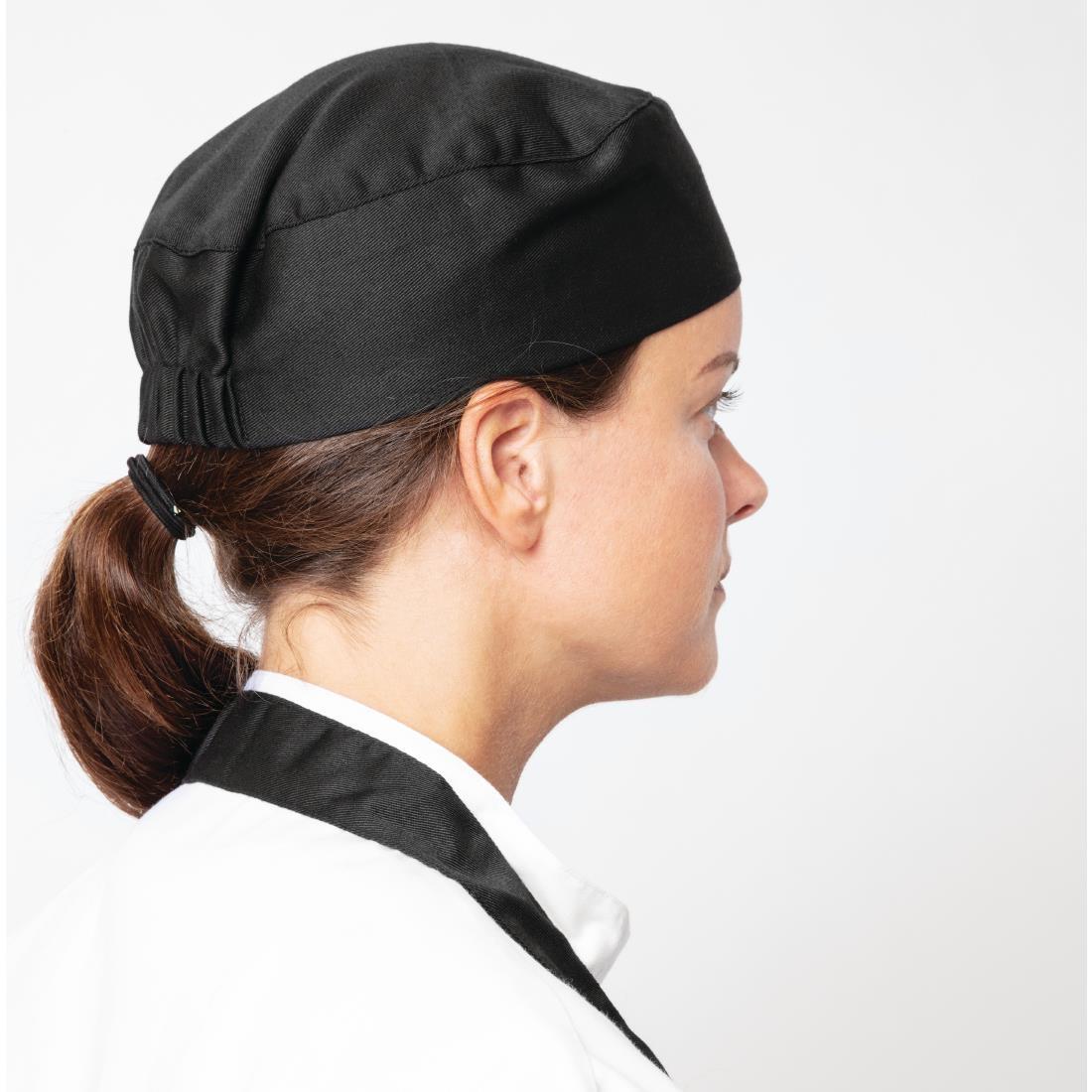 Nisbets Essentials Chef Skull Caps Black (Pack of 2) - BB476  - 3