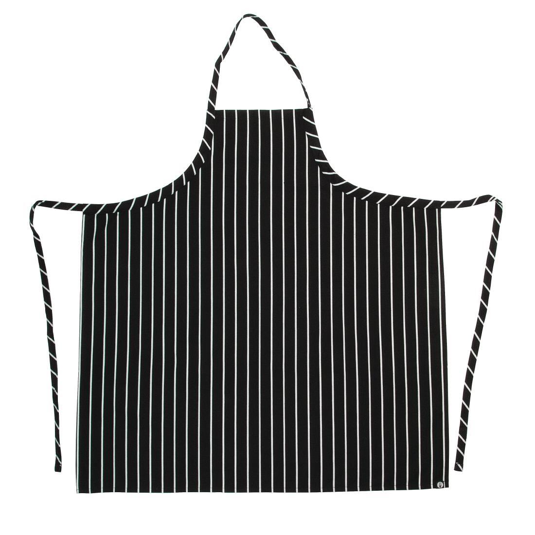 Chef Works Premium Woven Bib Apron Black and White Stripe - B248  - 2