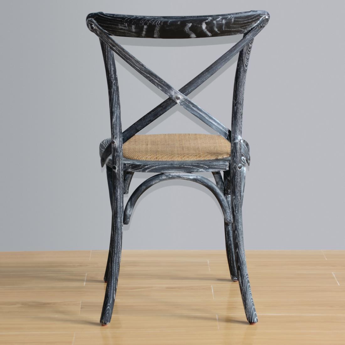 GG654 - Bolero Wooden Dining Chair with Cross Backrest Black Wash Finish (Box 2) - GG654  - 10