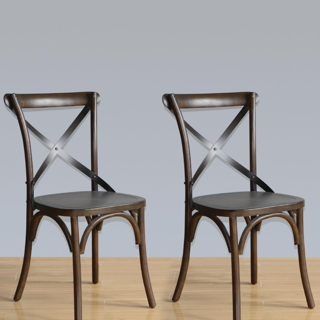 GG658 - Bolero Wooden Dining Chair with Metal Cross Backrest (Walnut Finish) (Pa - GG658  - 9