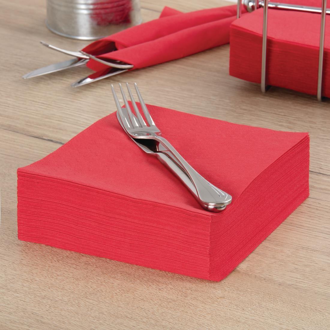 Fasana Dinner Napkin Red 40x40cm 3ply 1/4 Fold (Pack of 1000) - CC588  - 3