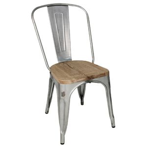 Bolero Bistro Side Chairs with Wooden Seat Pad Galvanised Steel (Pack of 4) - GM642  - 1