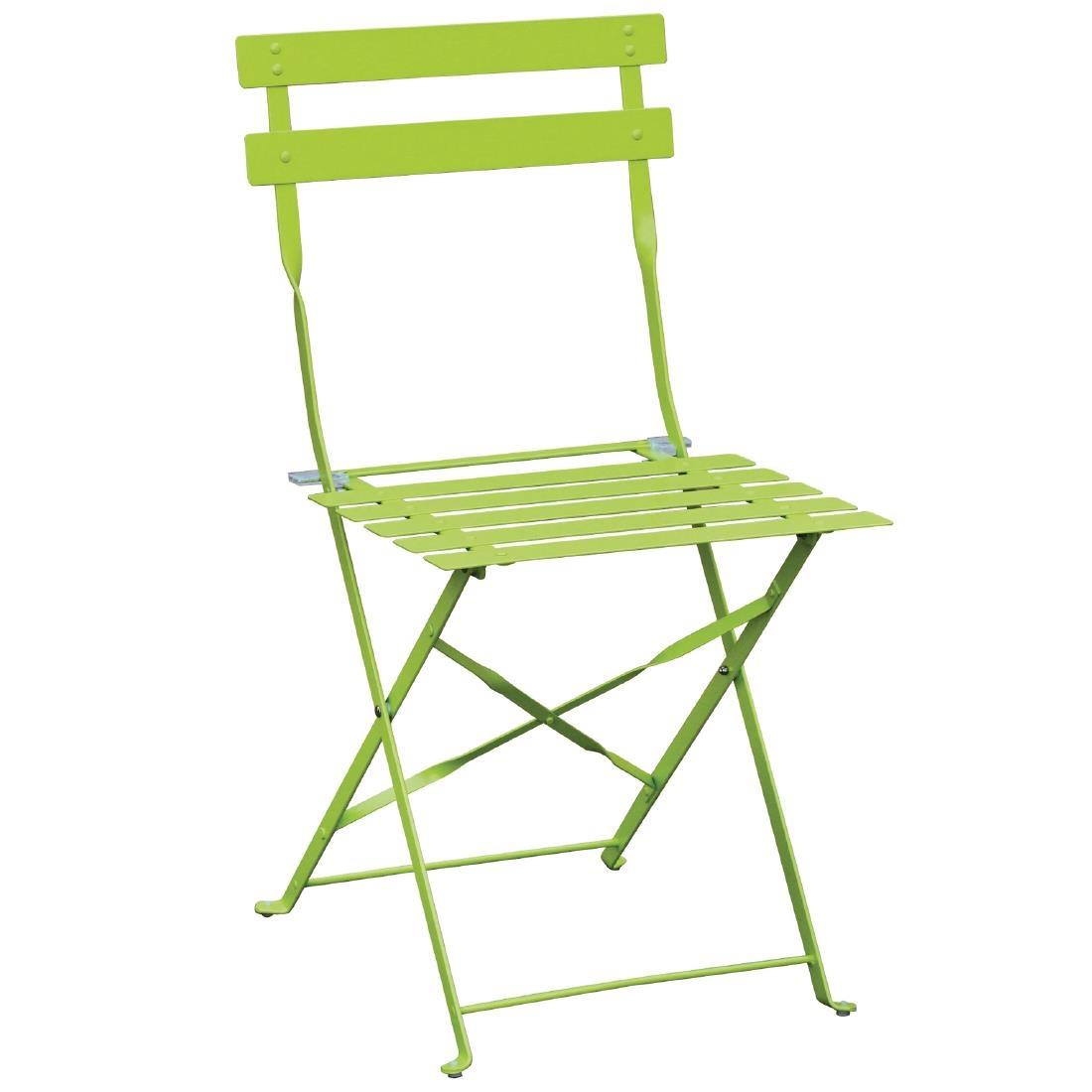 Bolero Green Pavement Style Steel Folding Chairs (Pack of 2) - GH552  - 1