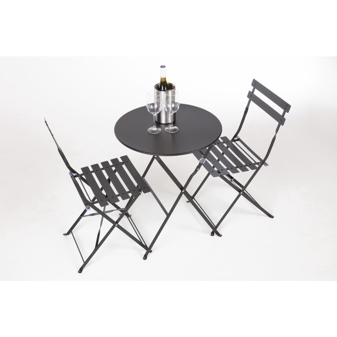 Bolero Black Pavement Style Steel Chairs (Pack of 2) - GH553  - 10